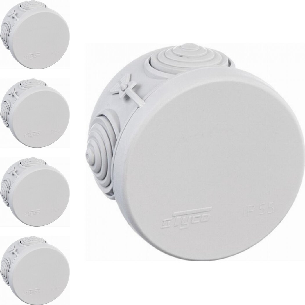 фото Коробка распределительная Tyco 60x40 круглая 4 ввода для открытого монтажа IP55 (комплект из 9 шт.)