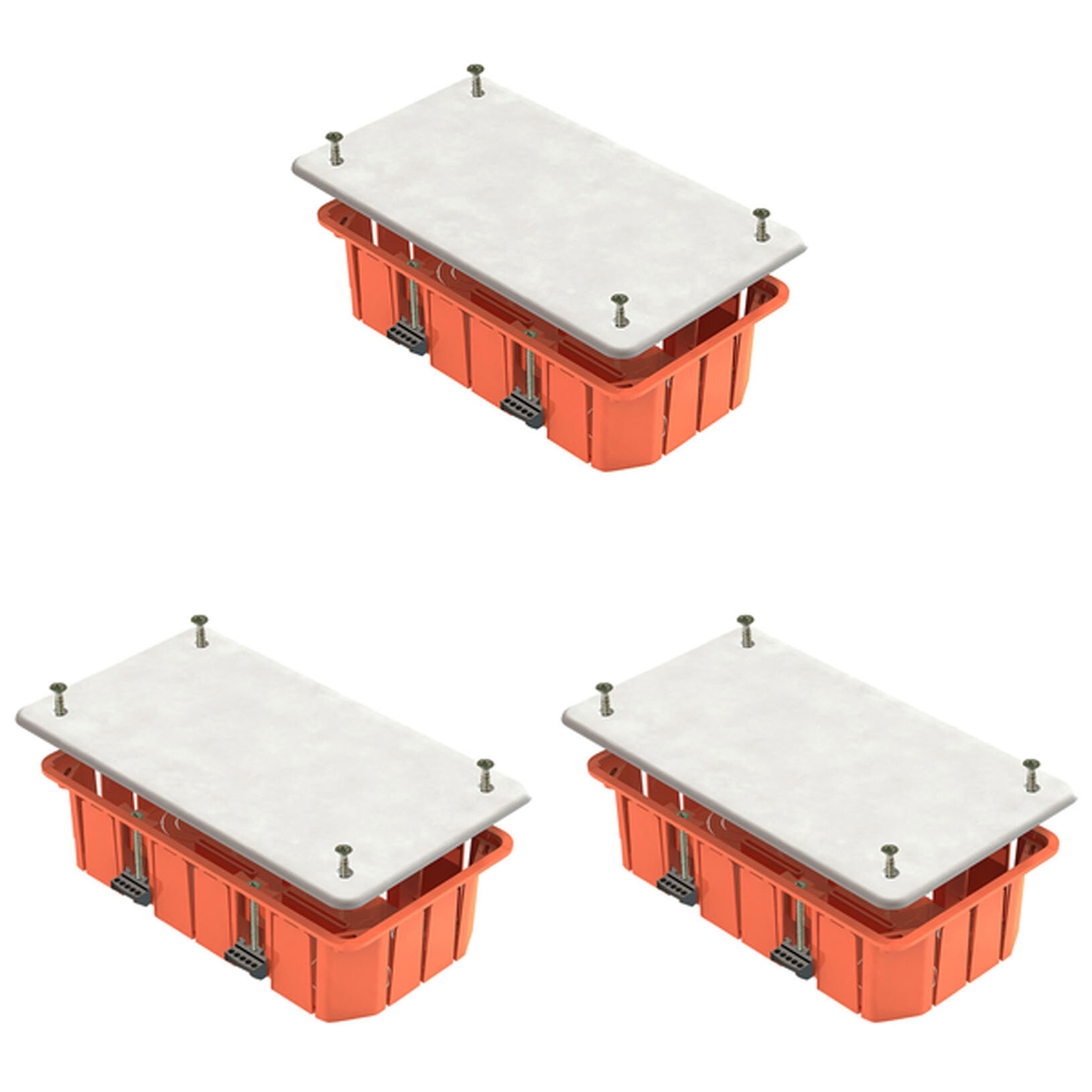 Коробка распределительная (GE41026) для скрытой установки в гипсокартон 172х96х45 мм 16 вводов оранжевая IP20 с крышкой с саморезами (3 шт.)