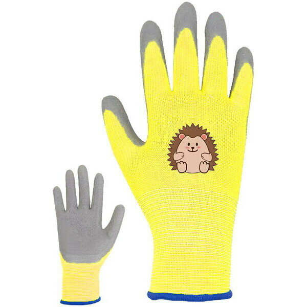 Перчатки нейлоновые детские «Little gardener-Ёжик» с полиуретановым покрытием полуоблитые, желтые XS р-р ДоброСад - фотография № 1