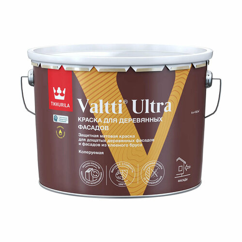 Краска для деревянных фасадов Tikkurila Valtti Ultra, матовая, база А, белая, 9 л