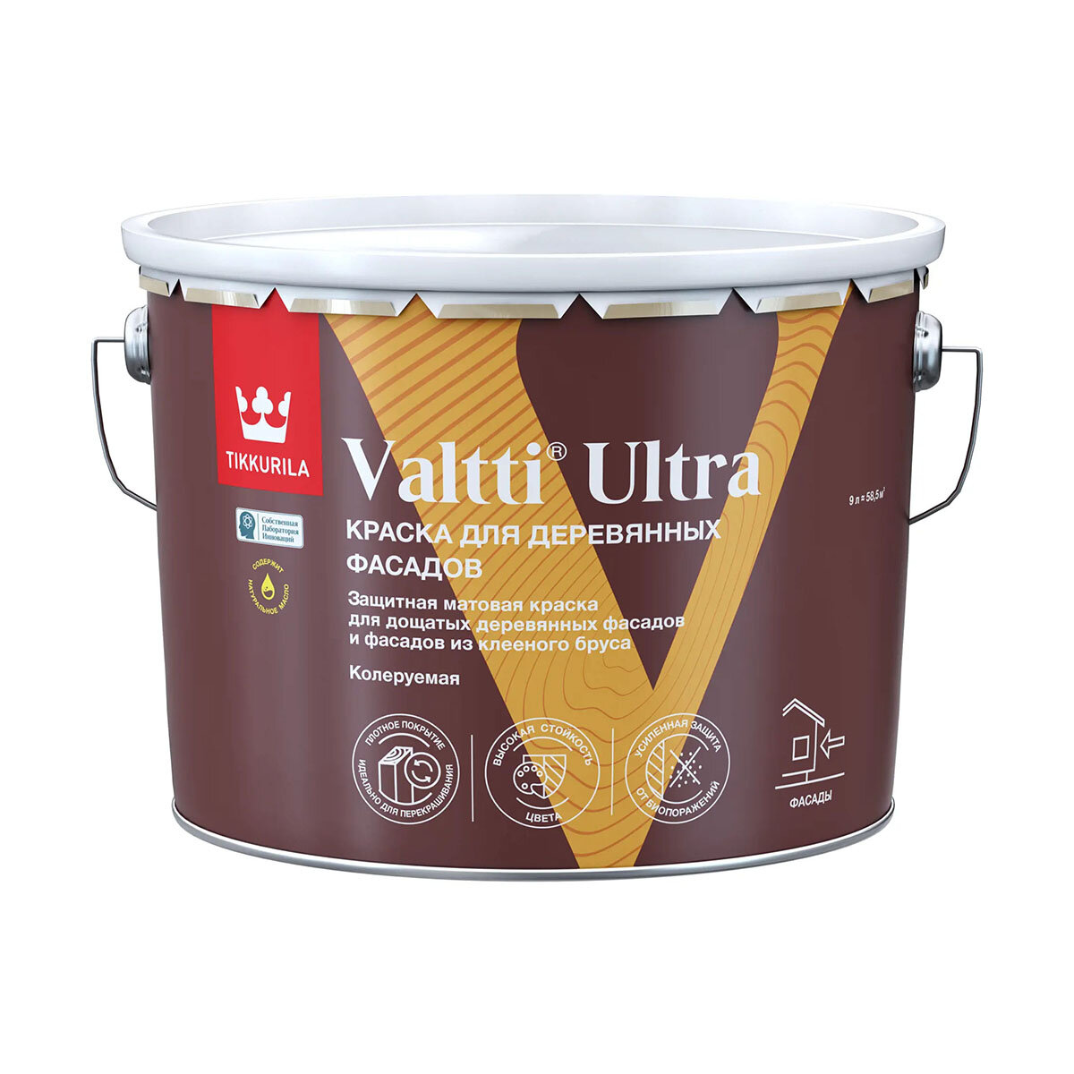 фото Краска для деревянных фасадов Tikkurila Valtti Ultra, матовая, база А, белая, 9 л