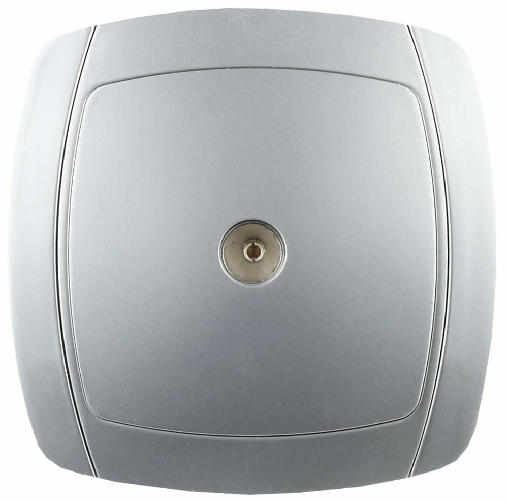 фото Электрическая розетка СВЕТОЗАР Акцент телевизионная одинарная в сборе цвет серебристый металлик (SV-54215-SM)