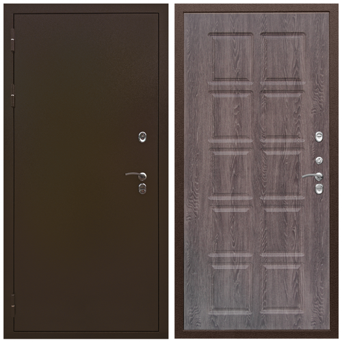 Входная дверь Армада Термо 3К Молоток коричневый; МДФ 10 мм ФЛ-38 Дуб филадельфия графит