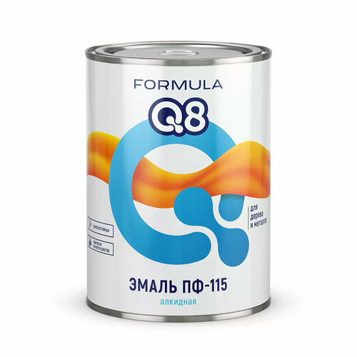 Эмаль ПФ-115 алкидная Formula Q8, глянцевая, 0,9 кг, парижская зелень эмаль пф 115 алкидная formula q8 глянцевая 20 кг голубая
