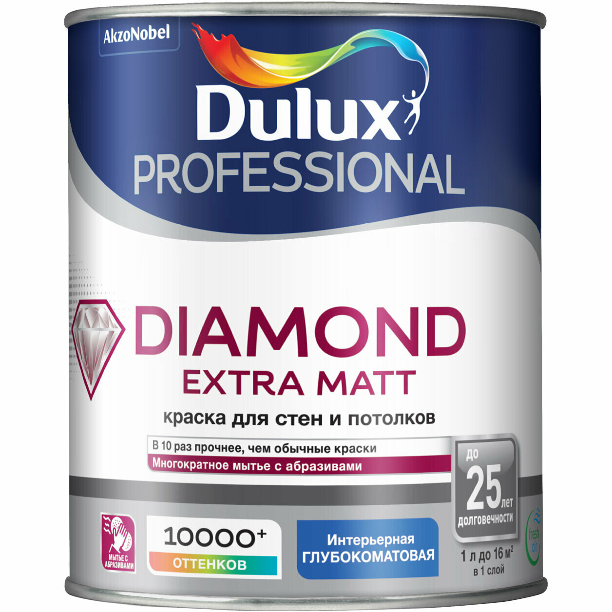 фото Краска DULUX PROFESSIONAL DIAMOND EXTRA MATT BW глубокоматовая 1 л (NEW)