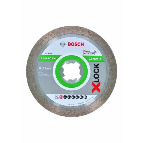 прямой отрезной диск bosch x lock standard for inox Диск алмазный Bosch Best for Ceramic X-LOCK 125 x 22,23 x 1,6 x 10мм