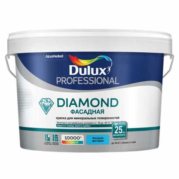фото Краска фасадная Dulux Diamond 2,5 л белая (база BW)