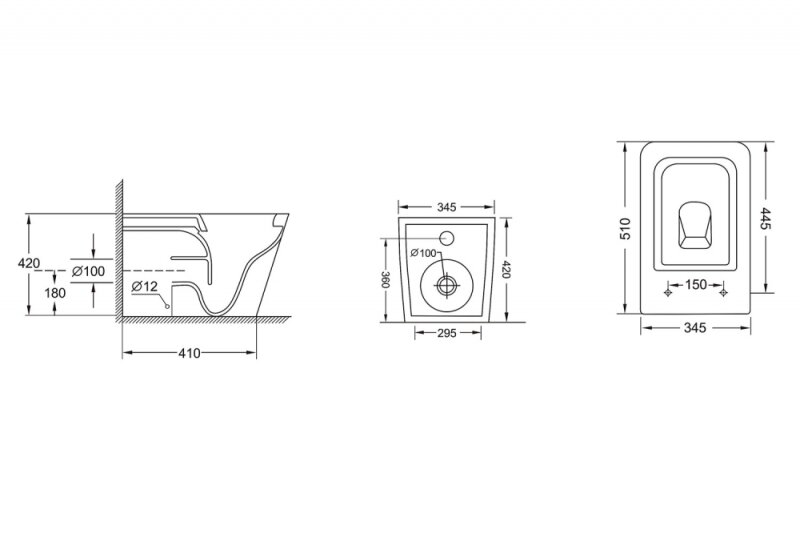 фото Унитаз приставной ABBER Rechteck AC1211 белый, безободковый, сиденье микролифт
