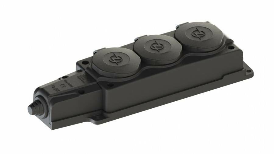фото NE-AD колодка ОУ тройная 3 гн. с загл. каучук 2P+PE 1x16A 220-240V IP54 4103 (Турция) (арт. 757250)