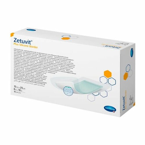 Повязка Zetuvit Plus Silicone Border суперабсорбирующая стерильная 15 см x 25 см №10