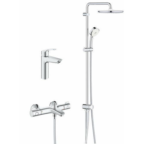 Комплект смесителей для ванны тропическим душем и термостатом Grohe Grohtherm 800 Professional душевой шланг grohe relexaflex 1500 мм 45973000