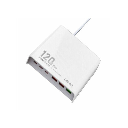 Настольная сетевая зарядка LDNIO Q605 Multi-ports Desktop Charging Station 120W, 3xUSB-A, 3xUSB-C