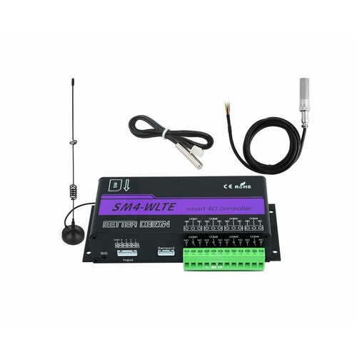 4G GSM релейный контроллер с датчиками температуры и влажности Страж Управлятор SM42-EU (Q38536GS). 4-канальный умный дистанционный выключатель пита