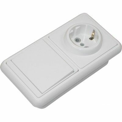 фото Блок комбинированный бквр 1-но кл. выкл + розетка 2П с з/ш TDM