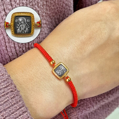 фото Славянский оберег, браслет-нить vitacredo, серебро, 925 проба, золочение, чернение, диаметр 5.4 см., длина 17 см.