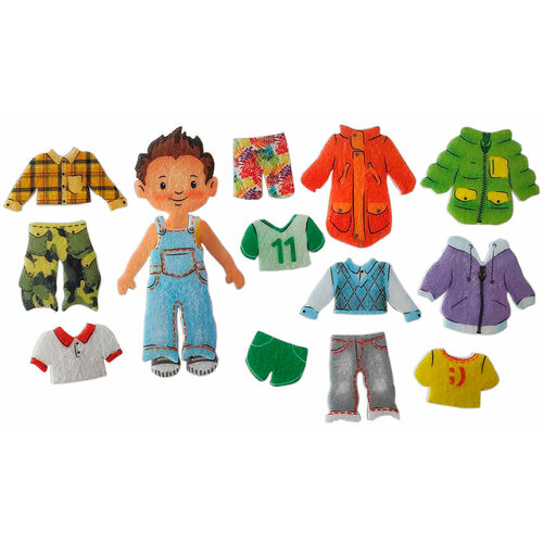 Развивающая игра-одевалка Smile Decor Гриша, кукла-одевашка из фетра на липучках