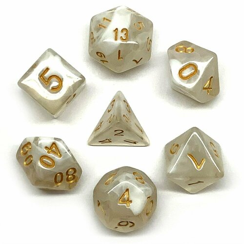 Ork's Workshop Кубики ДнД (7 шт) / Дайсы для DnD / Dungeons & Dragons / RPG / Белый агат yernea 7pcs set high quality multiaspect dice multi color transparent acrylic dice d4 d6 d8 d10 d10% d12 d20 rpg dice