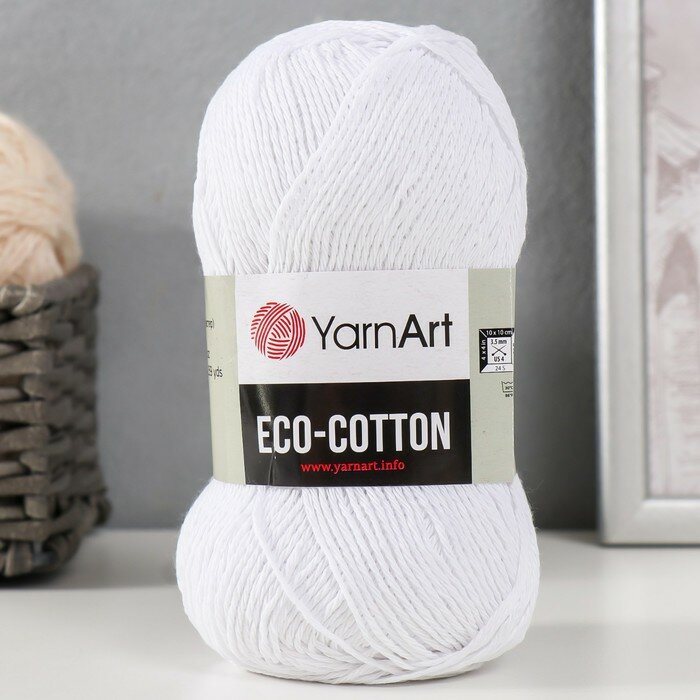 Пряжа для вязания YarnArt Eco-Cotton 80% хлопок 20% полиэстер 220м/100гр (760 ультрабелый)