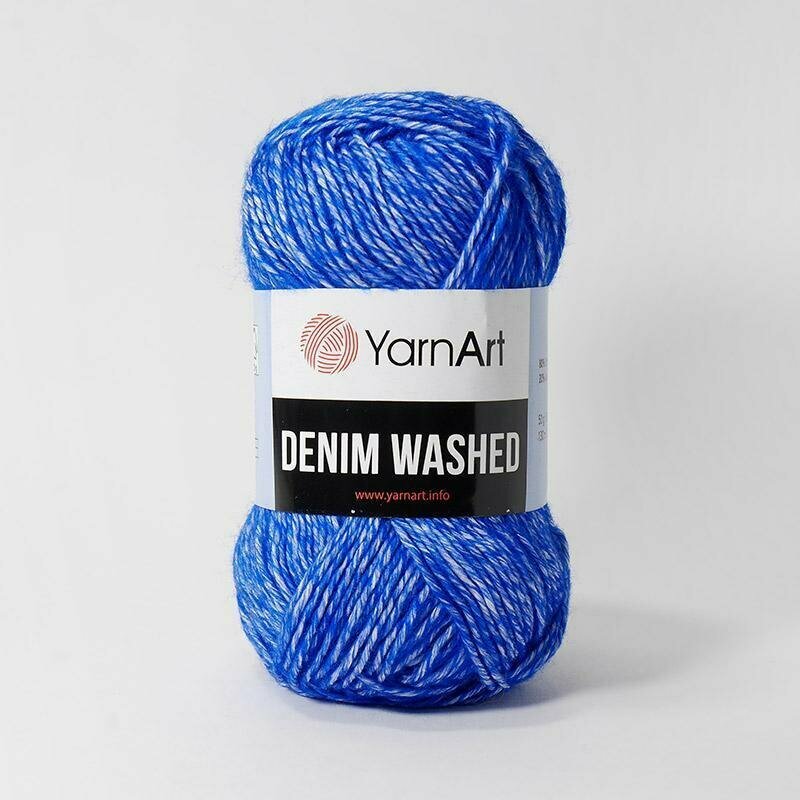 Пряжа YarnArt Denim Washed Ярнарт Деним Вошд Объемная, 910 василек, 50 г, 130 м, смесовая, 1 шт