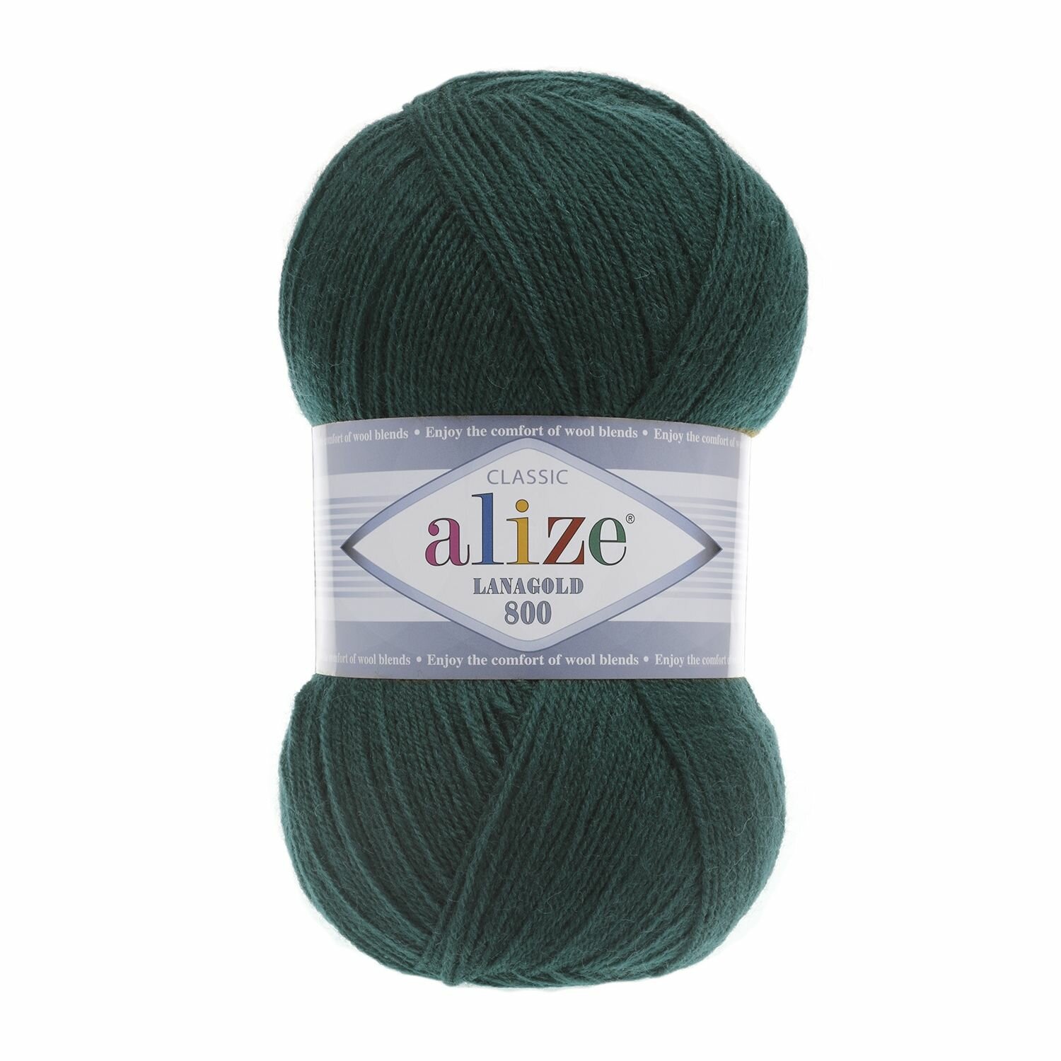 Пряжа ALIZE LANAGOLD 800, петроль - 426, 49% шерсть, 51% акрил, 5 мотков, 100 г, 730 м.