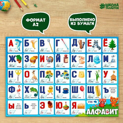Обучающий плакат «Изучаем алфавит», А2 (комплект из 15 шт)