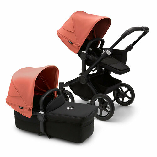 фото Коляска 2в1 bugaboo donkey 5 mono black, цвет midnight black / sunrise red