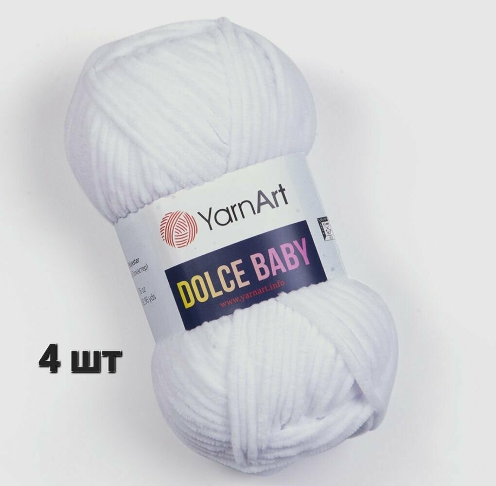 Пряжа YarnArt Dolce baby Белый (741) 4 мотка 50 г/85 м (100% микрополиэстер) ярнарт дольче беби