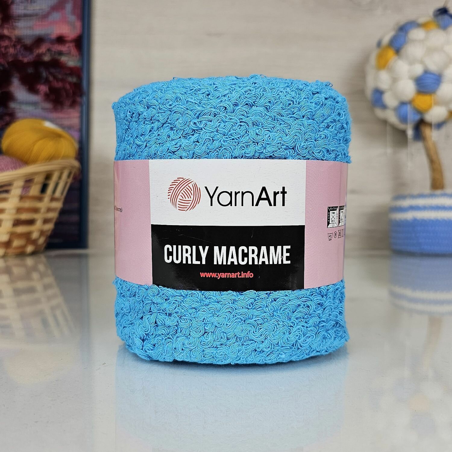 Пряжа YARNART Curly Macrame YarnArt бирюза - 763 60% хлопок 40% вискоза 1 моток 500 г 195 м.