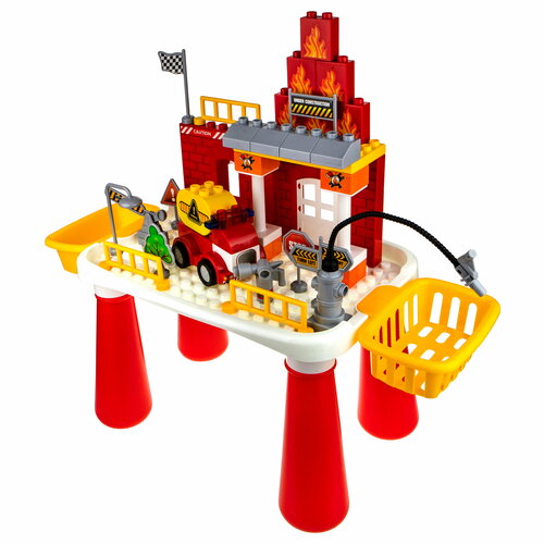 Набор столик конструктор Пожарная станция 55 деталей, в коробке 43*9,5*32см playmobil конструктор пожарная станция