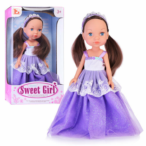 фарфоровая коллекционная кукла в фиолетовом платье Кукла LS900-15 Марианна в фиолетовом платье, в коробке
