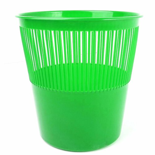Корзина для бумаг 12 л, пластик, сетчатый, форма круглая, цвет салатовый неоновый Tukzar