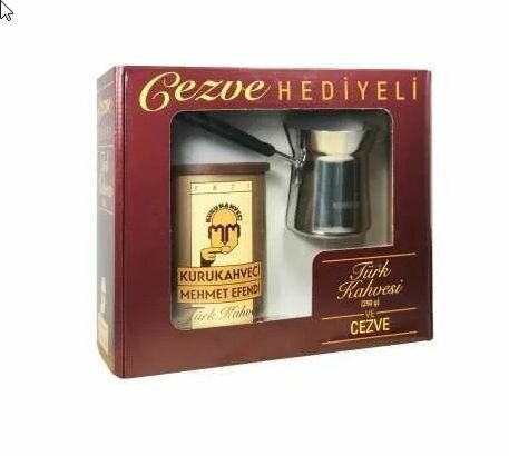 фото Подарочный набор Турецкий кофе молотый Kurukahveci Mehmet Efendi 250 гр. + турка / Мехмет Эфенди