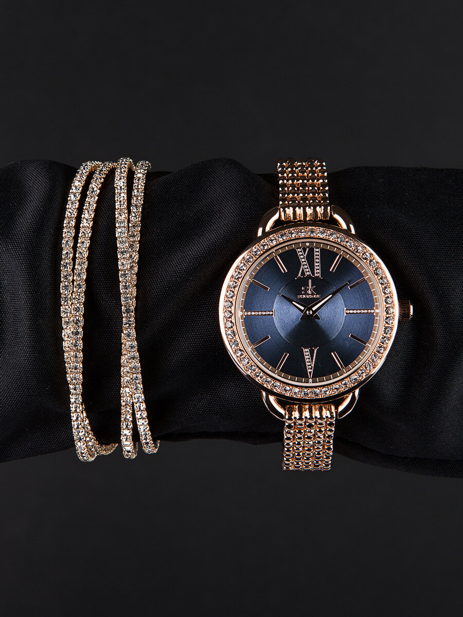 фото Женские с браслетом, кварцевые, подарочный комплект