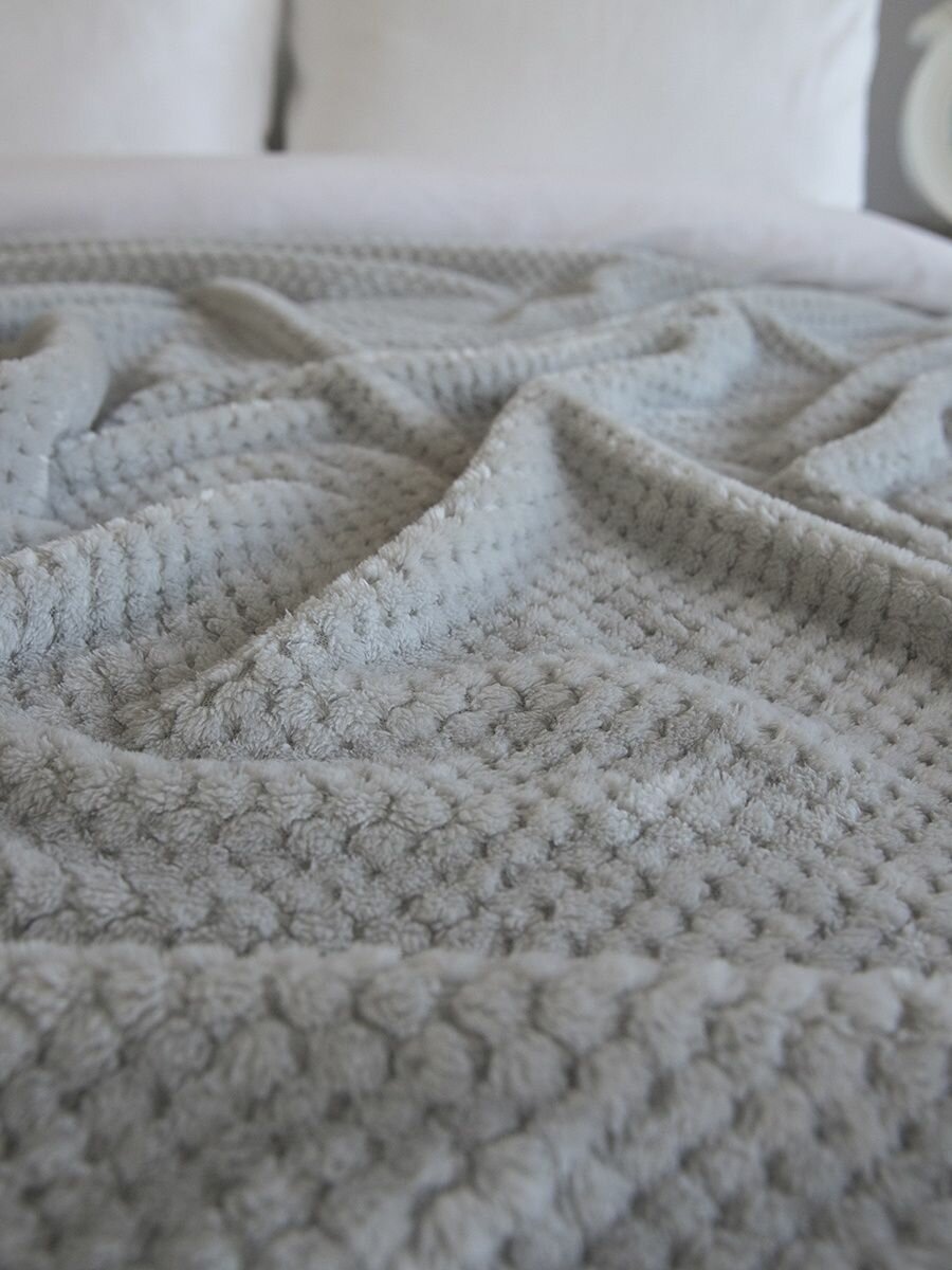 фото Плед плюшевый 200х220 см , покрывало , ОТК "Жаккард", молочный