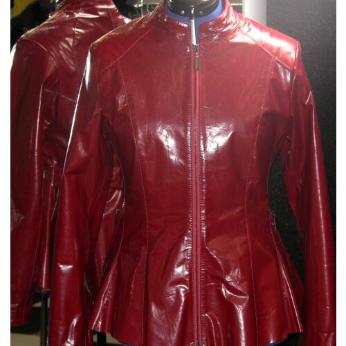 фото Кожаная куртка , демисезон/лето, средней длины, силуэт прилегающий, карманы, размер 50, красный ип паршков е.в.