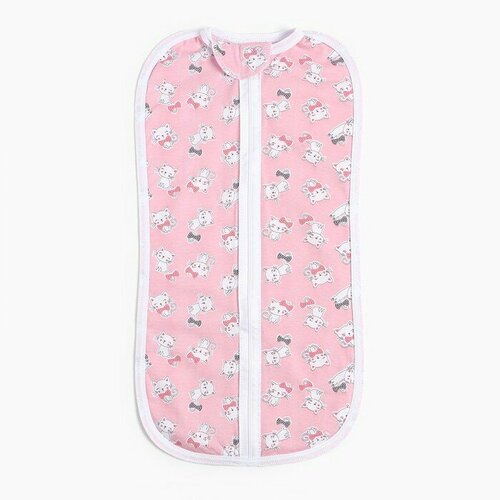 РиД Пелёнка-кокон на молнии Котик рост 62 см розовый кулирка 100 хлопок 974₽