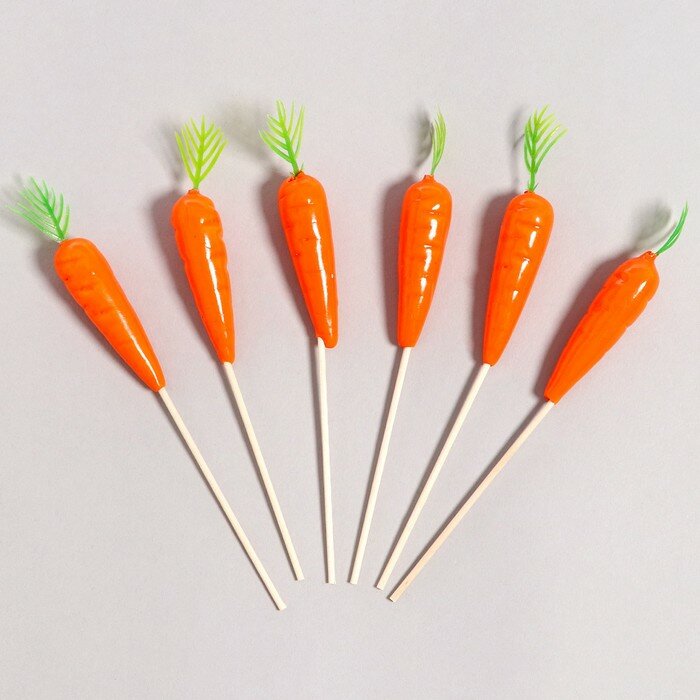 Страна Карнавалия Шпажки «Морковь», набор 6 шт, цвет оранжевый