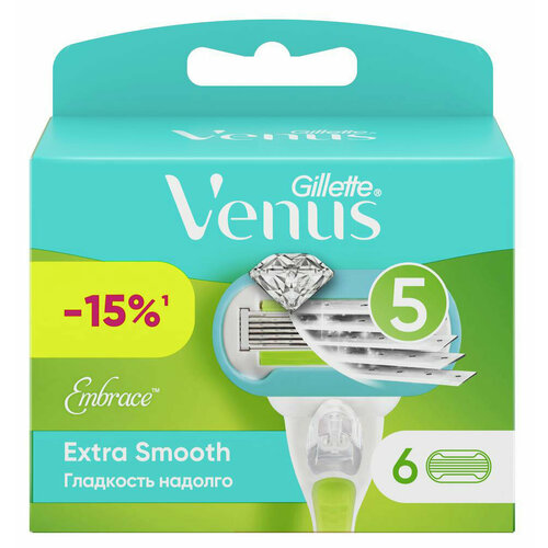 Сменные кассеты для бритья Venus Extra Smooth, 6 шт