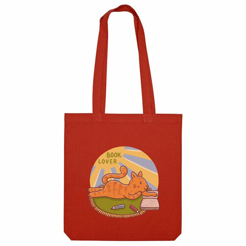 Сумка шоппер Us Basic, красный сумка милый кот космонавт подарок любителю космоса оранжевый