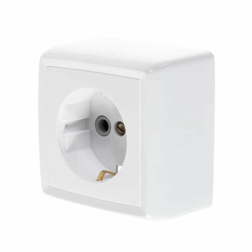 Розетка накладная Reone с заземлением, цвет белый