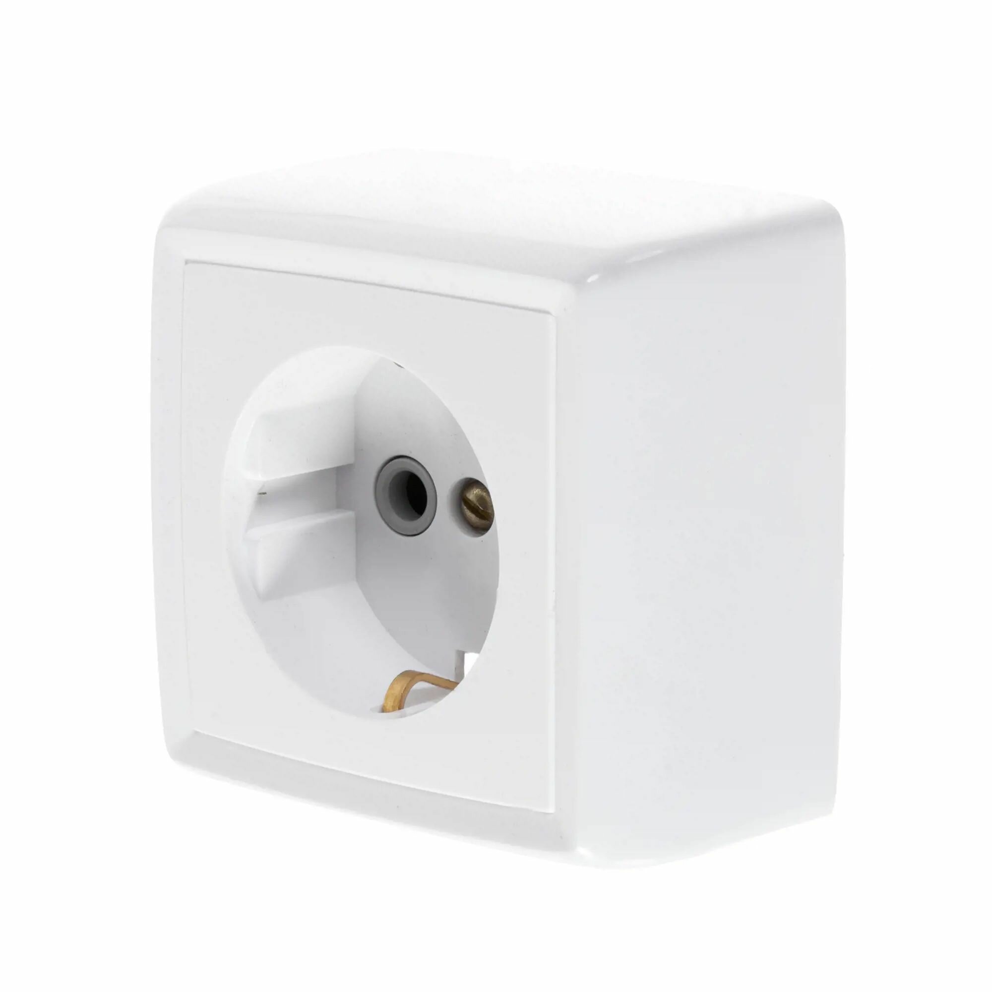 фото Розетка накладная Reone с заземлением, цвет белый