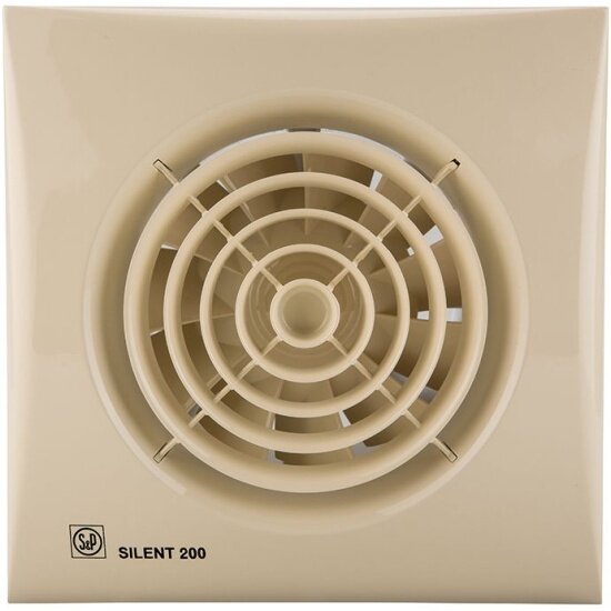 Вентилятор вытяжной Soler & Palau SILENT-200 CZ IVORY, 120 мм, 16 Вт, 33 дБА, 180 м3/ч, малошумный с обратным клапаном, гарантия 5 ЛЕТ, Испания
