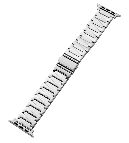 фото Ремешок металлический для умных смарт часов Apple Watch 42/44 mm series 3 / 4 / 5 / 6 / SE блочный, Серебристый