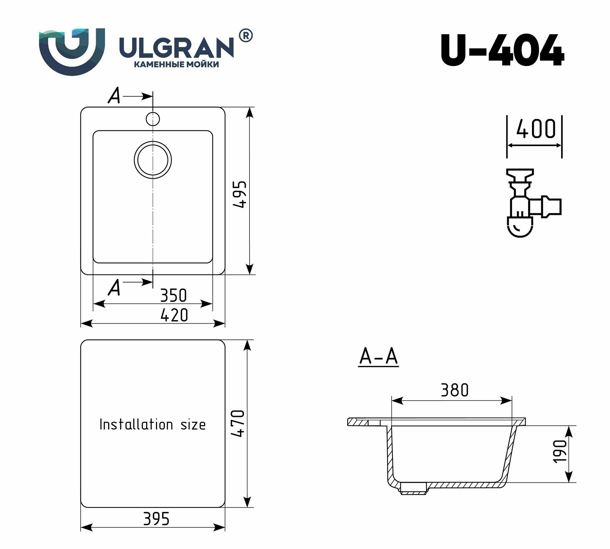 Кухонная мойка Ulgran U-404-302 - фото №15