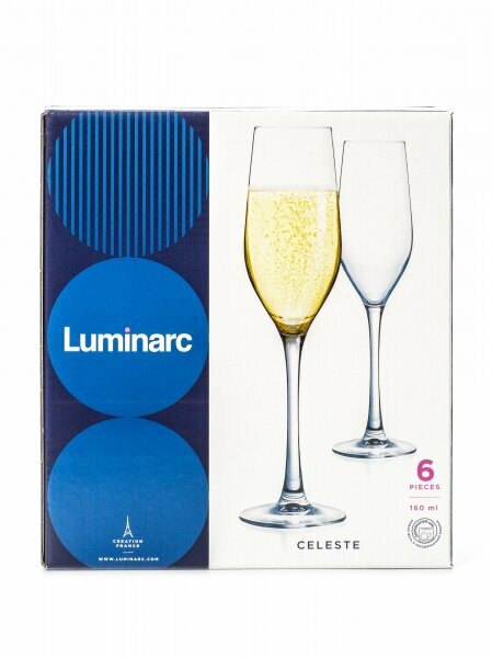 Набор бокалов для шампанского Luminarc селест 160мл 6шт - фото №19