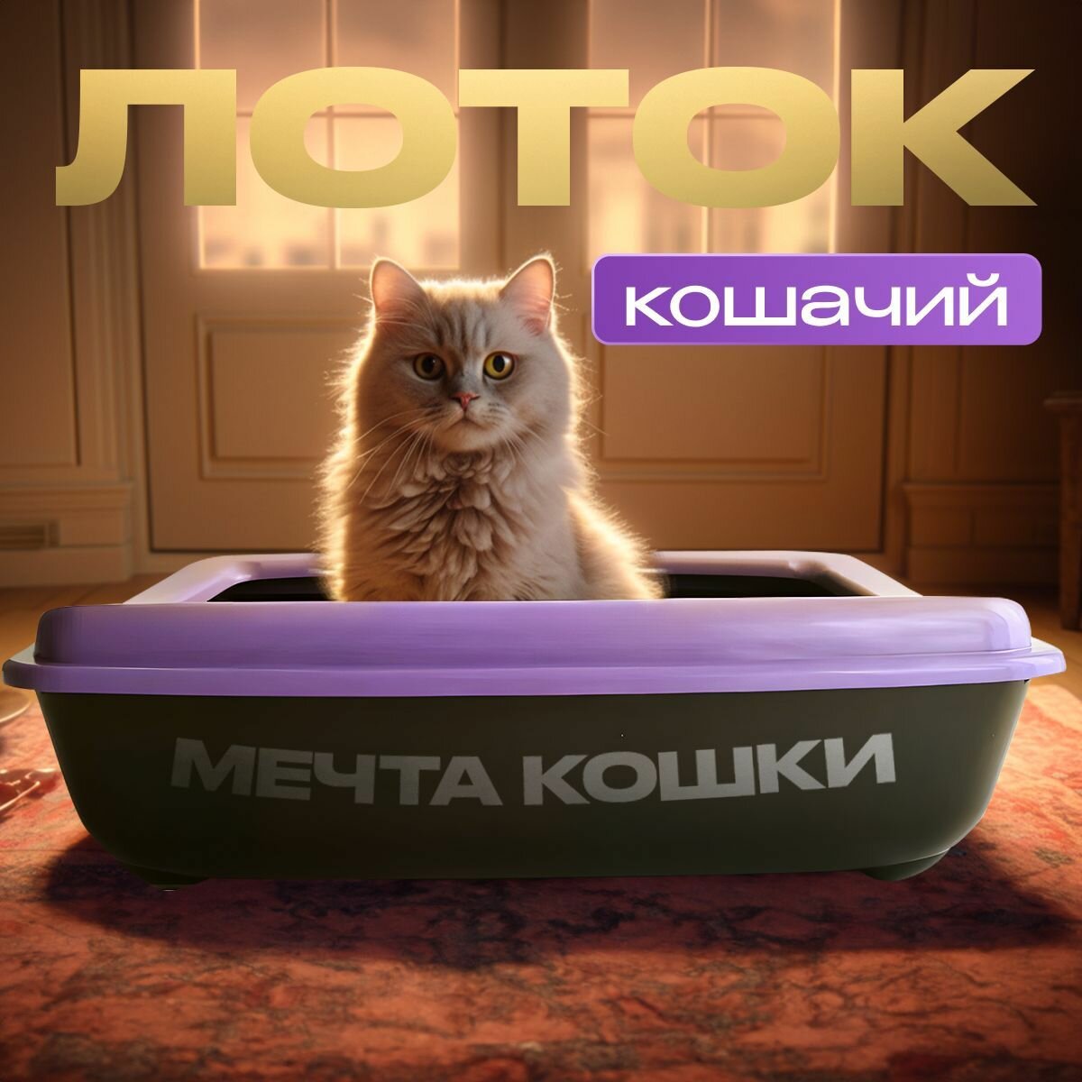 Кошачий лоток "Мечта кошки" Фиолетовый/черный