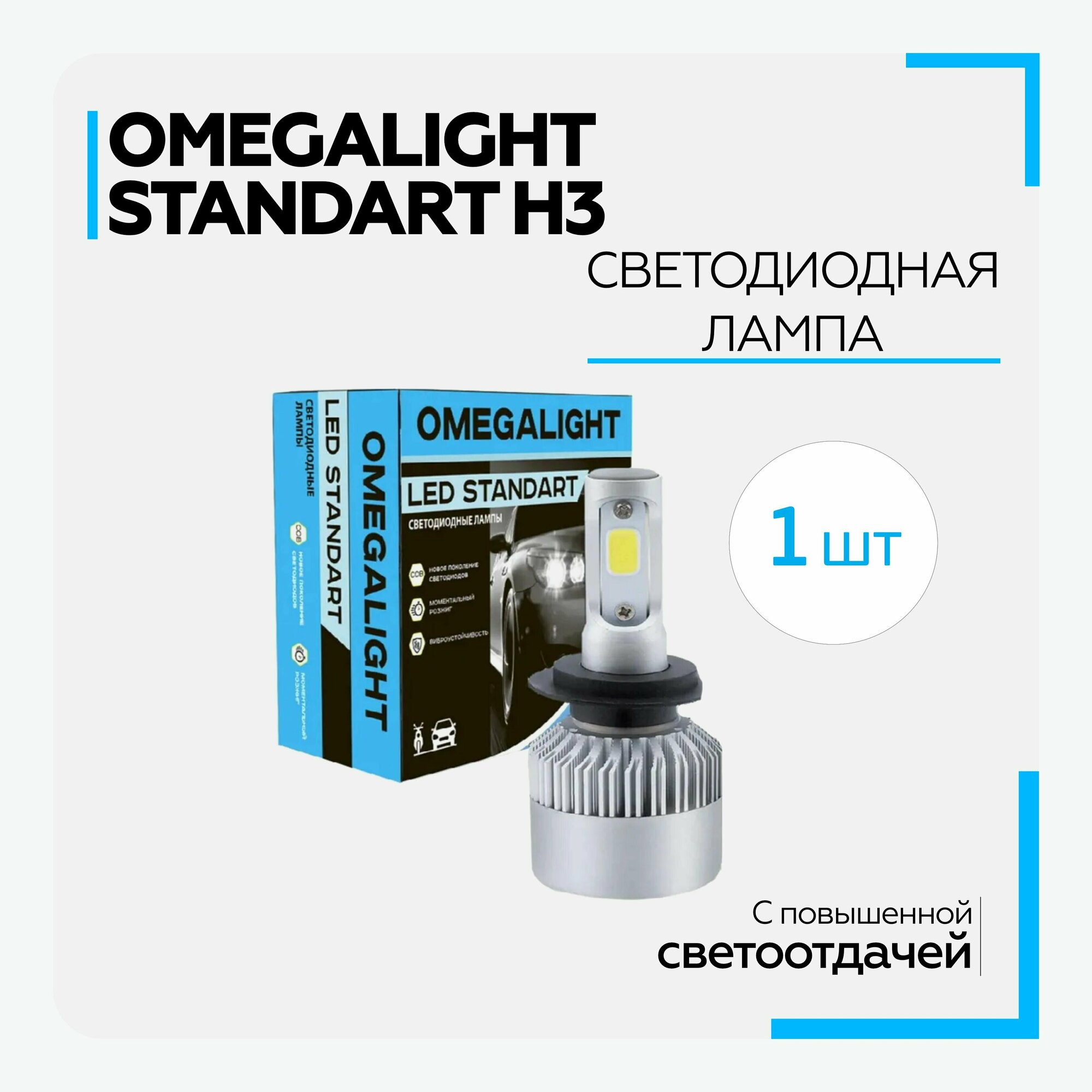 Лампа автомобильная светодиодная LED Omegalight Standart H3 2400lm (1 шт.)