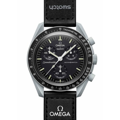 Наручные часы swatch Наручные часы Omega x Swatch Mission to Moon (SO33M100), оригинал, черный, серый, серый, черный