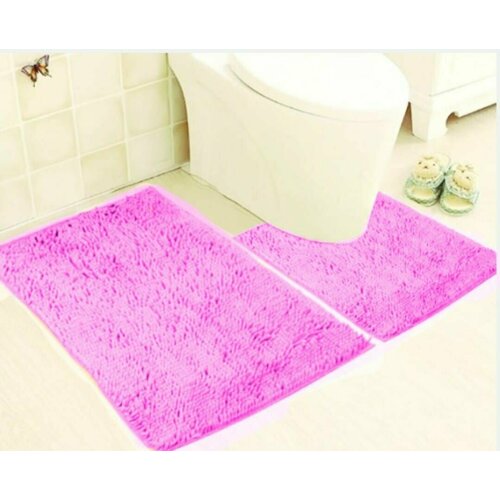 Набор Ковриков для Ванной и Туалета (Розовый Цвет ) Материал - микрофибра