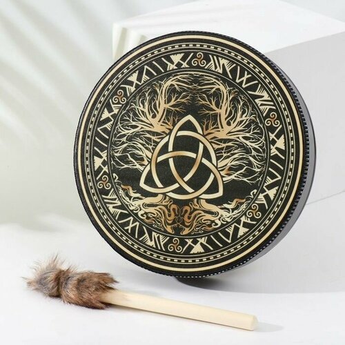 Шаманский бубен оберег Кельтский с колотушкой 5х25х25 см 4178₽